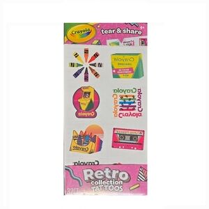 NEW CRAYOLA Tear & Share Retro Temporary Tattoos